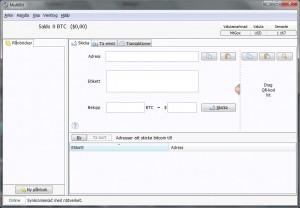 Skärmdump från Bitcoin-walleten MultiBit 